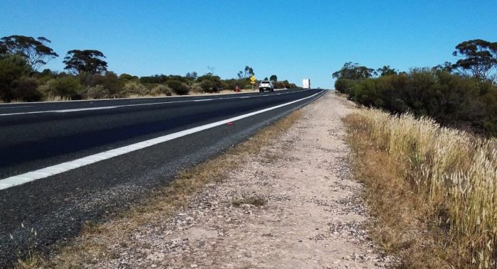 Unpaved shoulder of the road