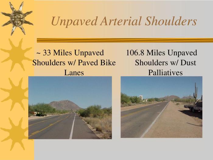 Unpaved shoulder of the road