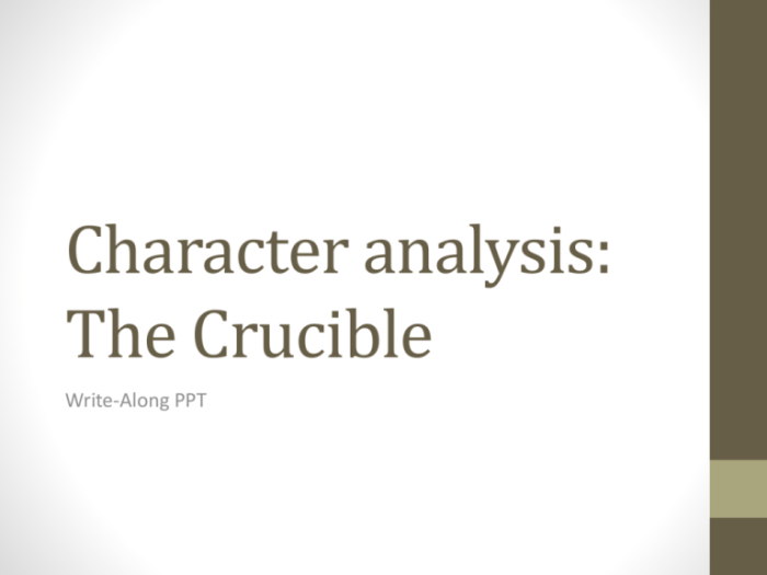 Analyzing characterization and motivation in the crucible