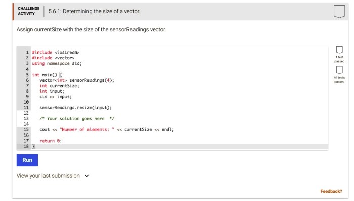 Assign currentsize with the size of the sensorreadings vector