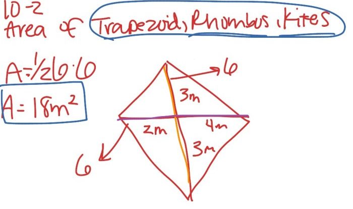 Find the area of each trapezoid rhombus or kite