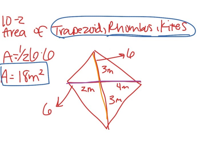 Find the area of each trapezoid rhombus or kite