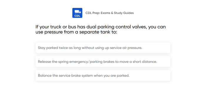 If your truck has dual parking control valves